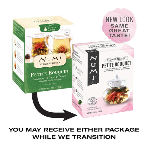 Numi Organic Tea Petite Bouquet 4-Variety Flowering Tea Blossoms, Blooming Tea Flowers, Steeps 12 Pots...