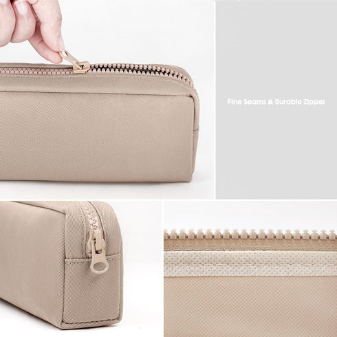 Big Capacity Pencil Case, Pure Color Pen Pouch with Zipper Stationary Storage Bag for Adult Officers, Khaki...