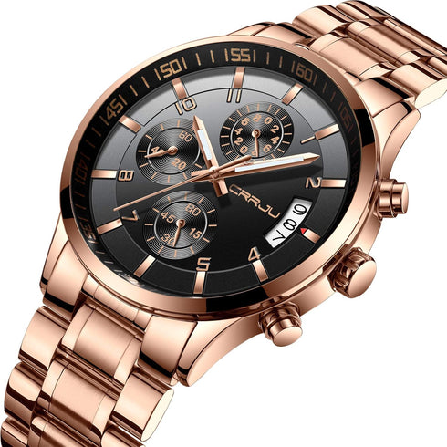CRRJU Men's Fashion Stainless Steel Watches Date Waterproof Chronograph Wristwatches,Stainsteel Steel Band Waterproof Watch...