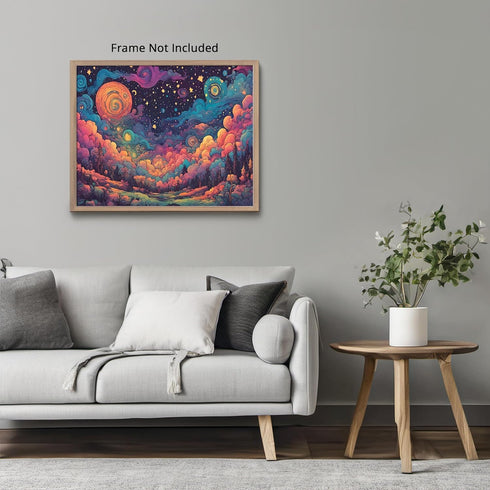 Posterizer 1 pcs- psychedelic funky hippie colorful landscape 1-Abstract & Modern Art-Fantasy & Fiction Art- Living Room Bedroom Decor- unframed w...