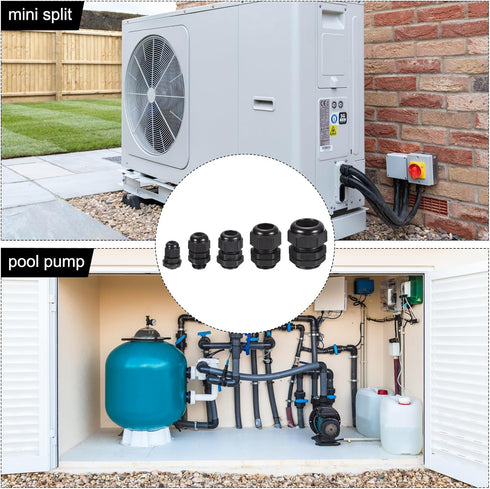 MECCANIXITY 20 Pcs Cable Gland Kit 1/4" 3/8" 1/2" 3/4" 1" Adjustable Cable Connectors,Waterproof Tight Conduit Connector Nylon Conduit Fitting Ele...