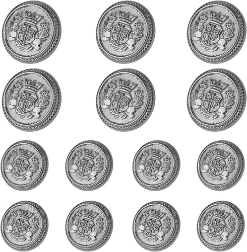 14 Pieces Silver Metal Blazer Button Set 23mm 18mm Blazer Buttons Men Metal Suit Buttons for Men Silver Buttons for Blazer,Suits,Sport Coat,Unifor...