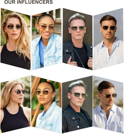 SOJOS Retro Vintage Rectangle Polarized Sunglasses Mens Womens Classic UV400 Metal Sunnies SJ1215...