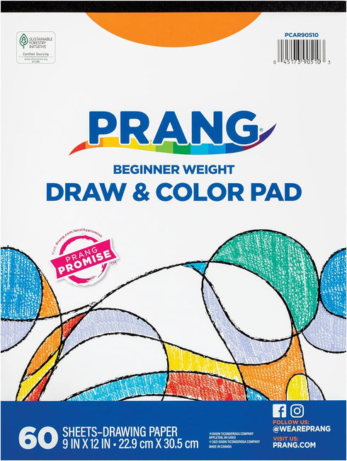 Prang (Formerly Art Street) Drawing & Color Paper Pad, White, Beginner Weight, 9" x 12", 60 Sheets...