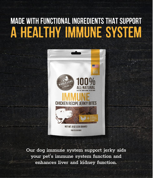 Wholesome Pride Functional Dog Immune Support Chicken Recipe Jerky Bites Dog Treats - 8 oz...