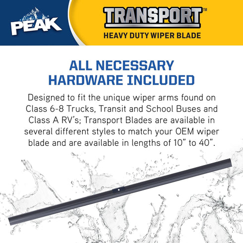 PEAK Transport 15” Heavy Duty Flat Windshield Wiper Blade, Durable Metal Wiper Blade Replacement for Trucks, RV's and Buses...