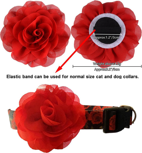 Flower Collars, 30pcs Pet Collar Flowers Charms for Dogs & Cats, Soft Chiffon Material, Exquisite Floral Design, Wide Application, Proper Size, 3....