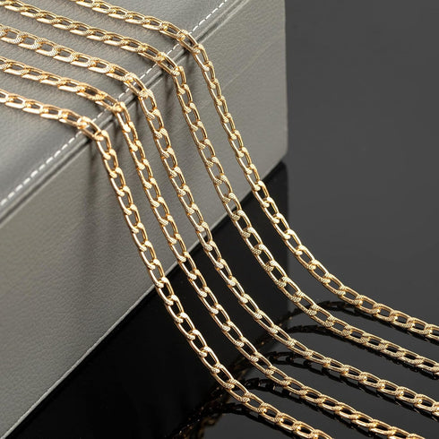 YOUBEIYEE 10 Meters Aluminum Jewelry Making Chains Bulk Delicate Embossed Curb Link Chain Gold Plated Chain on Spool with Jewelry Making Supplies...