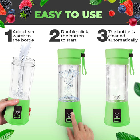 Portable Blender - Compact and USB Rechargeable Personal Travel Blenders for Smoothies, Shakes and Ice - Mini Fruit Juice Mixing Shaker Bottle - 3...