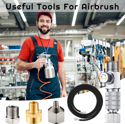 10 Pieces Airbrush Hose 6ft Nylon Braided Hose with Quick Release Disconnect Coupler, Airbrush kit for Air Compressor and Adapter...