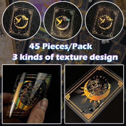 YASMEN 45 Pieces Stickers for Kids, Transparent Golden Astrology Sticker Pack, Resin Stickers DIY Craft Kits for Scrapbooking Bullet Journal Lapto...