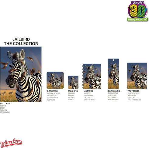 Magnet - Jailbird from Deluxebase. Lenticular 3D Zebra Fridge Magnet. Magnetic Decor for Kids and Adults with Artwork Licensed from Renowned Artis...