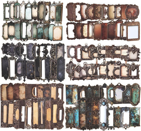 120Pcs Antique Label Scrapbook Stickers, Vintage Stickers for Scrapbooking, DIY Crafts, Waterproof Journaling Supplies & Junk Journal Ephemera, wi...