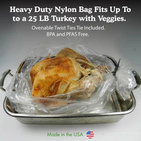 Regency Wraps Turkey Roasting Bags With Twist Ties, Oven Safe Bags for Cooking Flavorful Turkey, Poultry, or Meat with Easy Clean Up, Clear, 20" x...