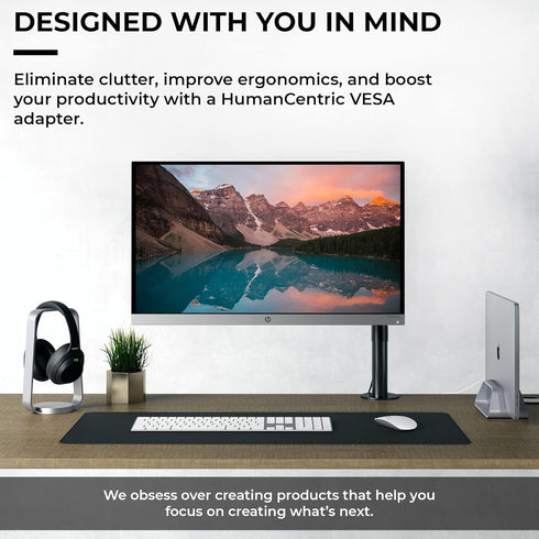 HumanCentric VESA Mount Adapter compatible with HP Pavilion 27xw, 25xw, 24xw, 23xw, 22xw, 22cwa, 27cw, 25cw, 24cw, 23cw, and 22cw Monitors...