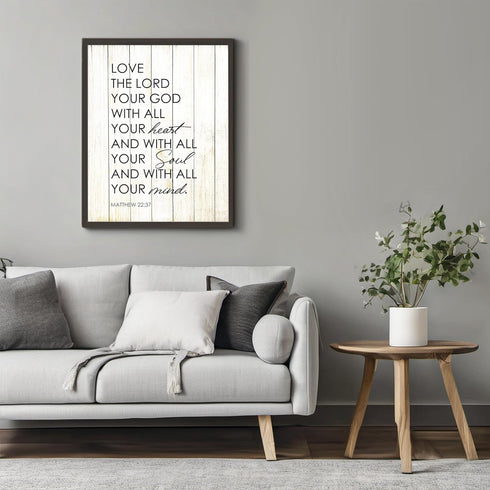 Posterizer 1 pcs-Bible verse Matthew 22: 37-love the lord-Religious Posters-Motivational & Inspirational Art-Gifts for Christians-Living Room Bedr...