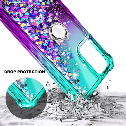 NZND Designed for Galaxy A15 Case, Samsung A15 4G/A15 5G Phone Case, Glitter Floating Liquid Waterfall Cute Case with Tempered Glass Screen Protec...