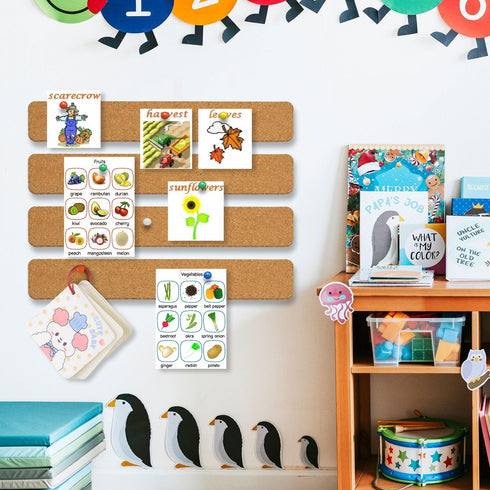 6 Pack Cork Board Strips, Thick Cork Boards for Walls, Cork Board Strips for Walls Self Adhesive with 50 Push Pins for Paste Notes, Photos, Schedu...
