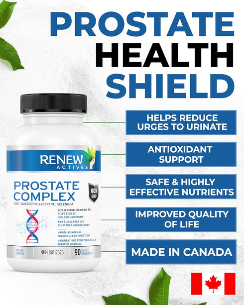 Renew Actives Prostate Complex Supplements - Promote Health for Men, Thyroid Gland, Eyesight, and Immune Function - Powerful Antioxidant Formula -...