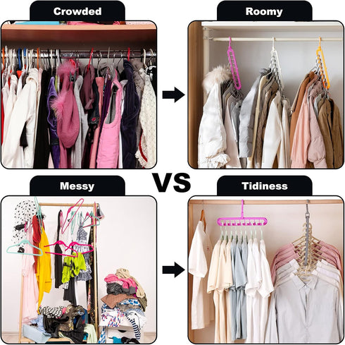 Closet Organizers and Storage,College Dorm Room Essentials, Multifunctional Organizer Magic Space Saving Hangers with 9 Holes Storage Organization...