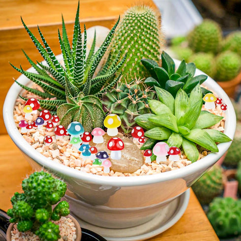 50 Pcs Bulk Cute Tiny Mushrooms, Colourful Mini Figurines Little Mushroom Mushroom Model Decoration Indoor Outdoor Decor Garden Mushroom Landscape...
