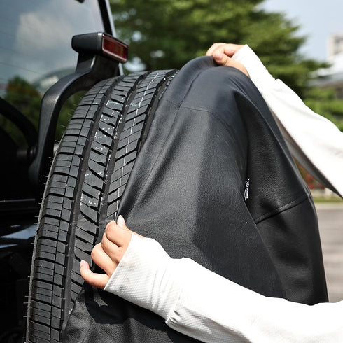 Moonet PVC Leather Spare Tire Wheel Cover for Car Truck SUV Camper Trailer Universal Fit RV JP FJ, R15 Black (for Overall Wheel Diameter 27-29 inc...