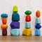 16 Pcs Wooden Stacking Blocks Rocks Building Toys, Colored Solid Wood Stones Pre-School Educational Games Creative Toys for Kids Toddlers...