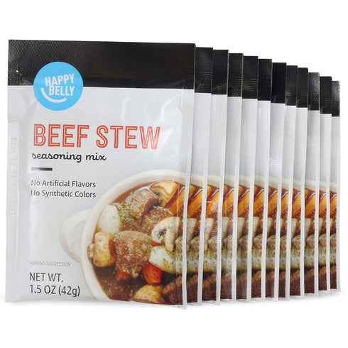 Amazon Brand - Happy Belly Beef Stew Seasoning Mix, vegetarian, 1.5 ounce (Pack of 12)...