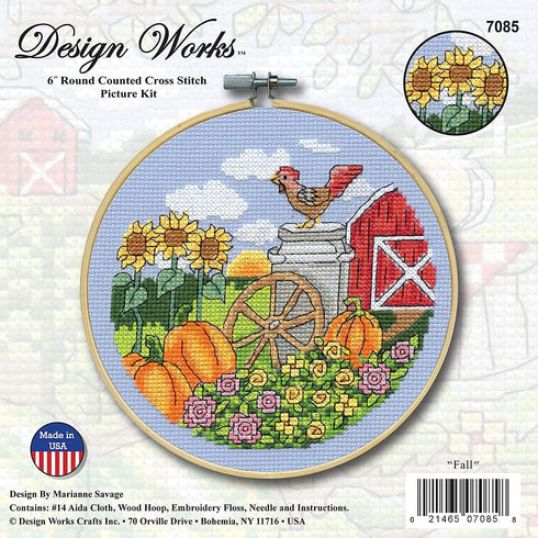 Design Works Crafts Fall Counted Cross Stitch Kit with Hoop...