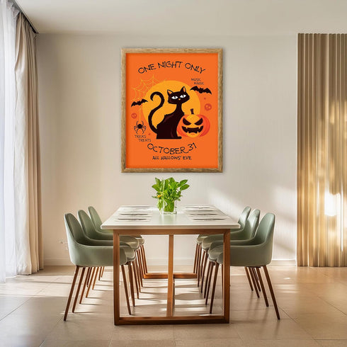Posterizer 1 pcs-Retro Halloween Cat Creepy Art Print-Art for Animal Lovers-Gift for Steampunk or Goth Fans-Living Room Bedroom Decor- unframed wa...