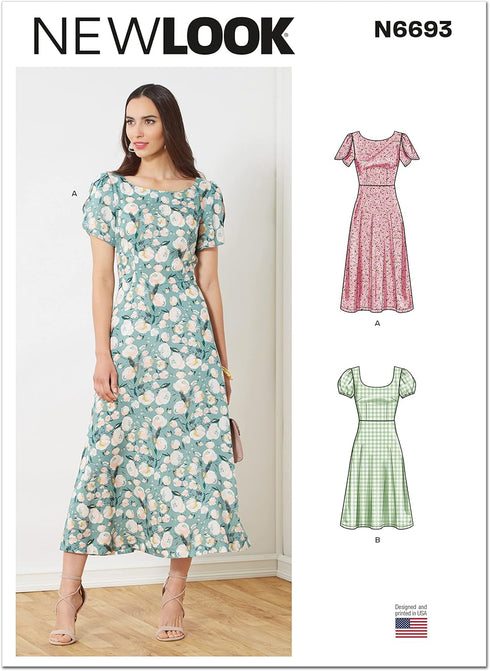 New Look Misses' Dress Sewing Pattern Kit, Code N6693, Sizes 4-6-8-10-12-14-16...