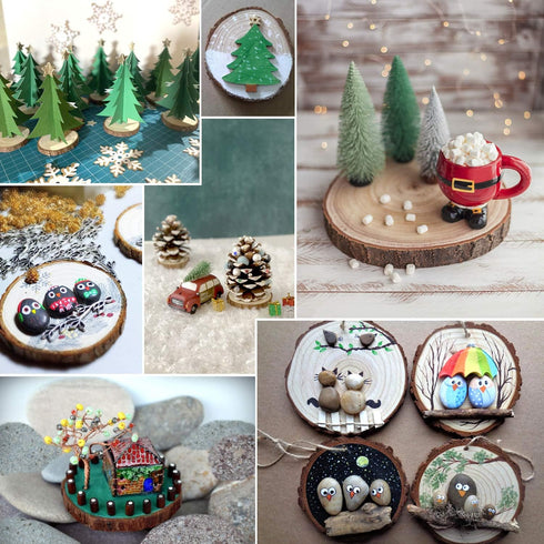 5ARTH Natural Wood Slices - 20 Pcs 3.5-4.0 inches Craft Unfinished Wood kit Predrilled with Hole Wooden Circles for Arts Wood Slices Christmas Orn...