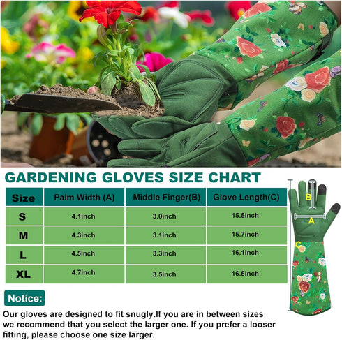 Gardening Gloves for Women, Rose Gloves Gardening Thorn Proof, Long Garden Gloves for Women, Durable and Comfortable Leather Gauntlet (Large, Gree...