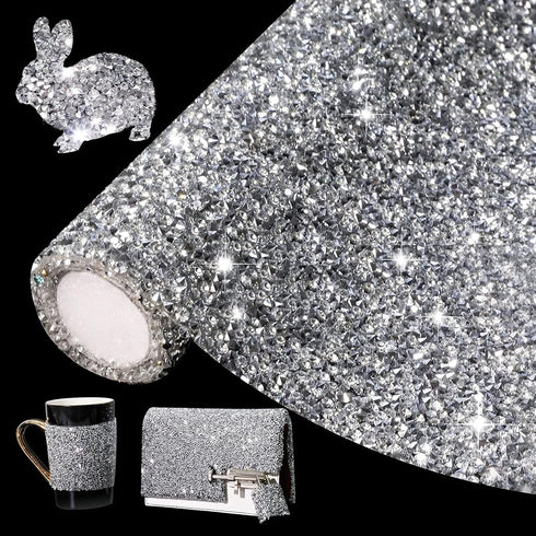 Locacrystal Bling Rhinestone Sticker DIY Home Decor Stickers Self-Adhesive Crystal Sheet Stickers for Cars & Crafts Decoration(Silver,9.4" x 15.8"...