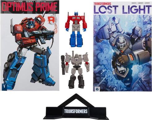McFarlane Toys - Transformers Page Punchers 2pk Optimus Prime and Megatron 3in Action Figures with 2 Comics...