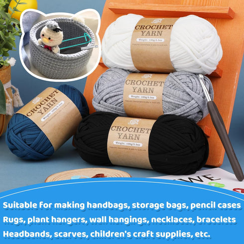 Tape Yarn for Crocheting, T-Shirt Yarn, 100g Fabric Yarn, Flat Crochet Yarn, Yarn for Crocheting, Beginner Yarn, Crochet Yarn for Crocheting, for ...