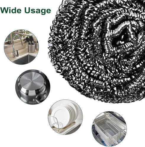 10 Pcs Stainless Steel Scrubbers,Dish Scrubbers,Steel Wool Scrubbers for Cleaning Pots and Pans,Kitchen Sinks,Household...