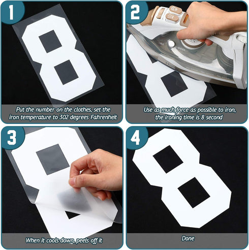 Tenare 44 Pieces 8 Inch Iron on Numbers for Jersey T-Shirt Heat Transfer 0 to 9 Numbers Heat Press Stickers for Team Uniform Sports Basketball Foo...