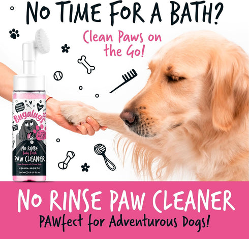 Dog Paw Cleaner No Rinse Foam Cat & Dog shampoo with Silicone Brush Head, waterless grooming products. Travel friendly paw cleaner for dogs defeat...