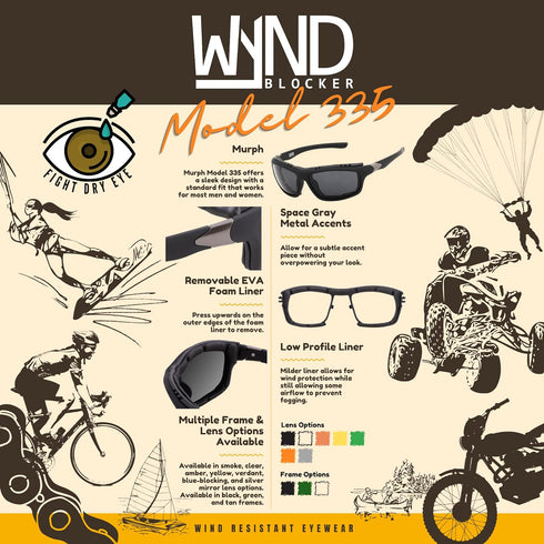 WYND Blocker Airdam Sunglasses Motorcycle Riding, Driving, Fishing, Boating Wrap (Black Matte, Smoke)...