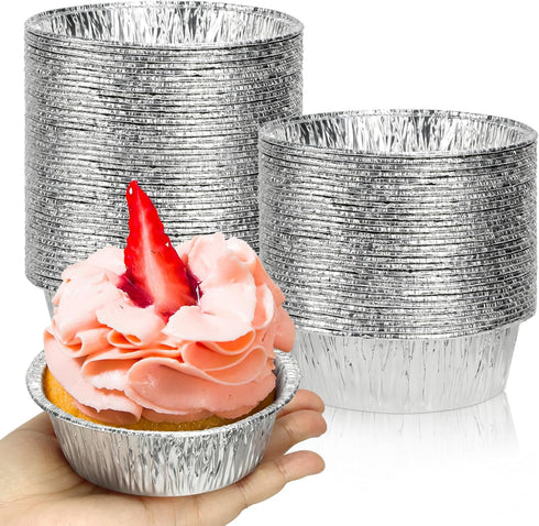 50 Pack 4" Round Tart Pie Foil Pans Disposable Pans Aluminum Foil Tart & Pie Tins Pans for Baking,Cooking,Storage or Reheating...