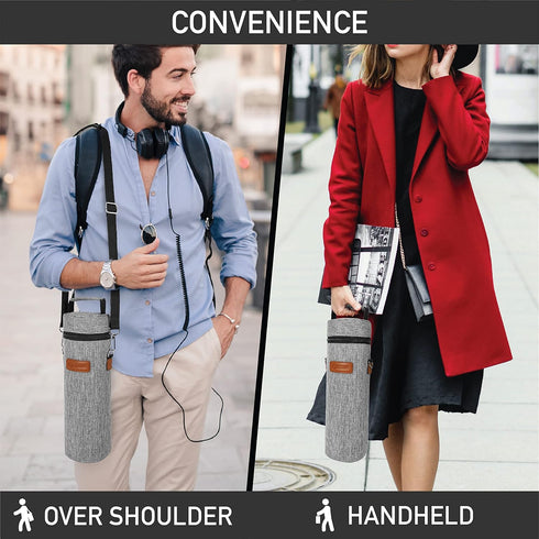 opux Wine Bag Single Bottle Carrier Tote, Insulated Wine Cooler Bag for Travel Picnic Beach with Shoulder Strap, Thermal One Bottle Holder Carryin...