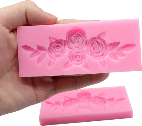 2 Pieces Four Roses Candy Silicone Mold Fondant Chocolate Candy Molds Sugar Craft DIY Cake Molds for Cake Topper Decor Desserts Ice Cube Candy Pud...