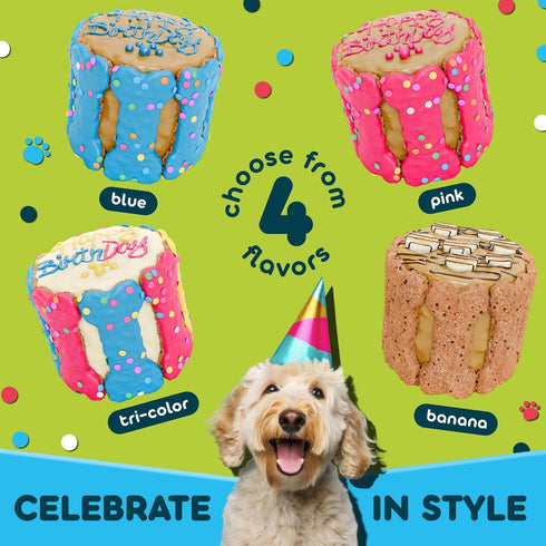 Dog Birthday Cake for Dogs to Eat - Rice Cake Based Dessert Made with Dog Birthday Treats and Human Grade Ingredients - Happy Birthday Dog Cake - ...