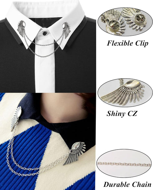 Tornito 12Pcs Vintage Sweater Shawl Clips Retro Cardigan Collar Shirt Waist Clip Dresses Chain Clip Antique Flowers Pattern Brooch Pins Clip for W...