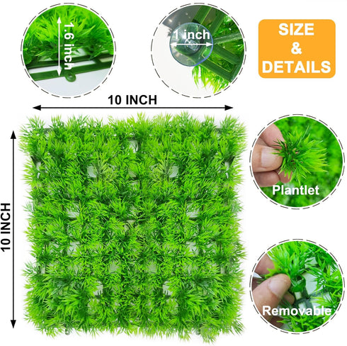2 PCS Hermit Crab Climbing Toys Faux Grass Mat 10 x 10 Inch Fake Turf Hermit Crab Climbing Wall Fish Tank Artificial Plant Decorations Hermit Crab...