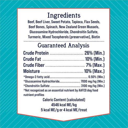 Stewart Freeze Dried Dog Treats, Healthy Hips Beef & Sweet Potato, Made with Glucosamine Chondroitin, Grain Free, 4 Ounce Resealable Pouch, Made i...