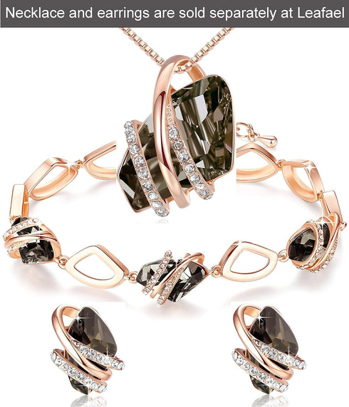 Leafael Wish Stone Link Charm Bracelet with Birthstone Crystals, Rose Gold Plated or Silver-tone, 7"+2"...
