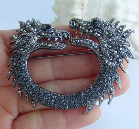 Unique Chinese Dragon Brooch Pin Pendant Austrian Crystal BZ5007B...