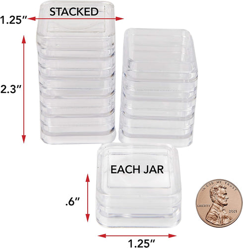 The Beadsmith Personality Case – 2 Clear Square Stacker Jar Set – Each Stack Measures 1.25 x 2.3 inches - Total 10 Jars and 2 lids, for Storage of...
